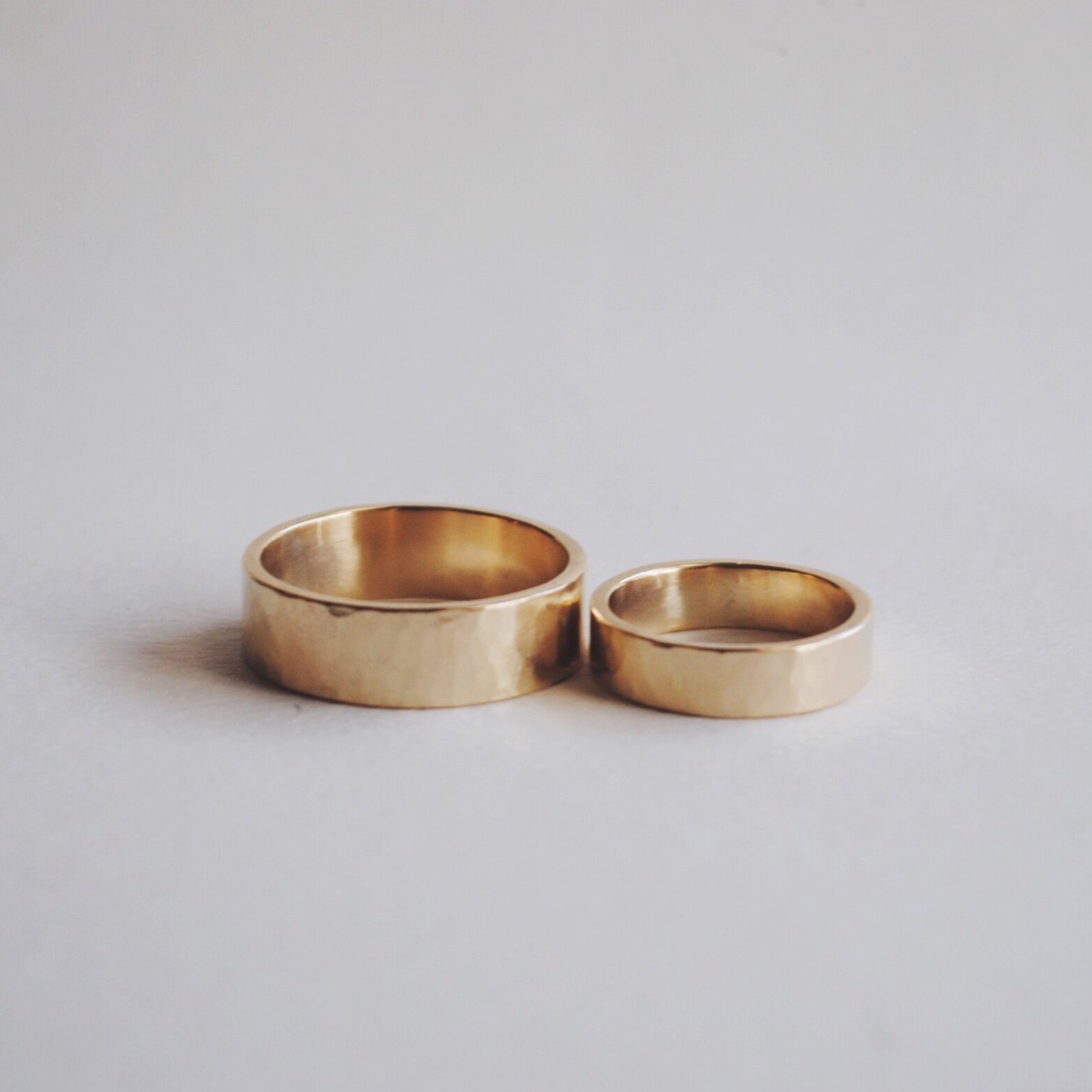 Recycled 18carat Gold Wedding Rings Hammered Textured Band 