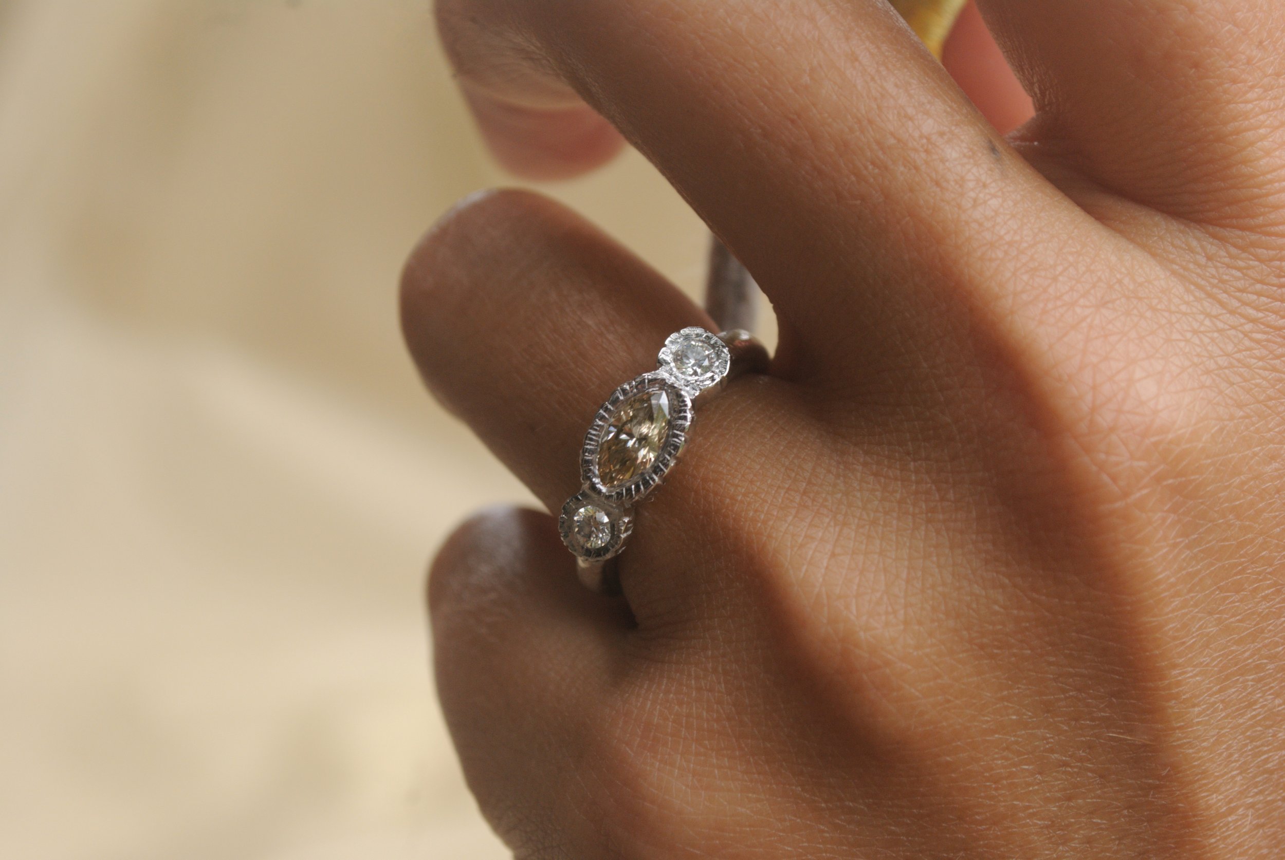 Jika bespoke  handmade whitegold three stone engagment ring champagne diamond2 .jpeg