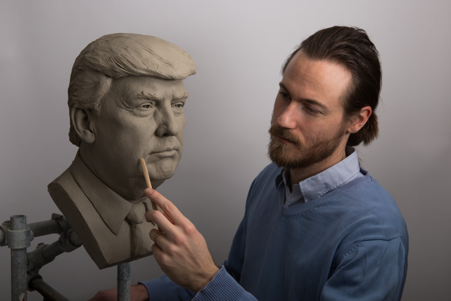 Donald Trump clay portrait sculpture