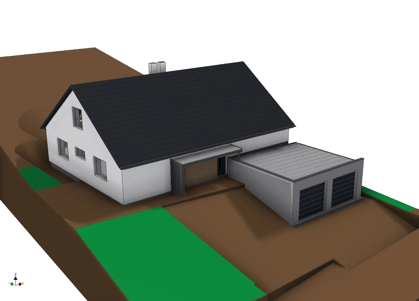 modelace usazení domu do terénu 