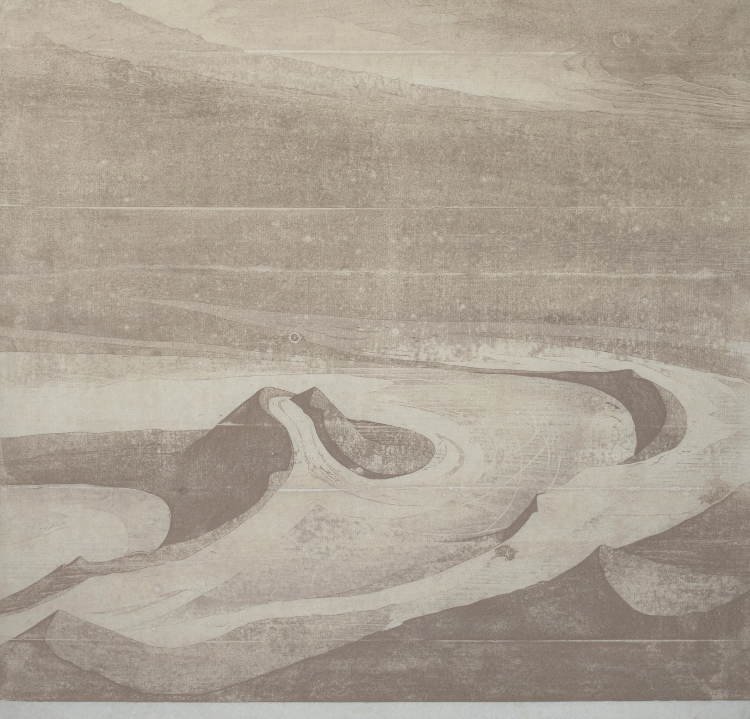   Looking Down into the Quarry On Joshua Road, Plymouth Meeting, Pennsylvania. Reduction Woodblock Print. 38 x 40 inches. 2016  