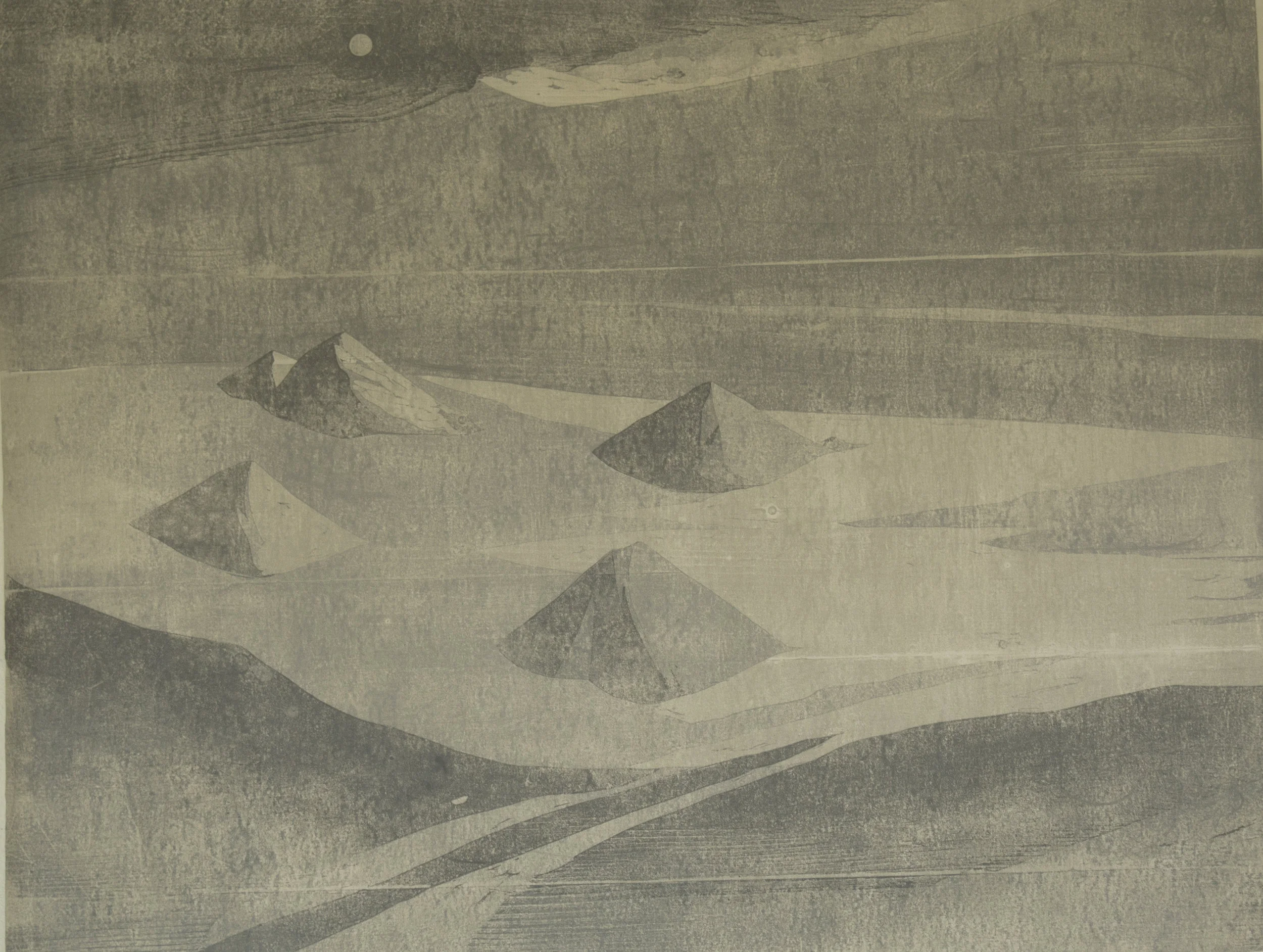   Looking Down into the the Quarry at Joshua Road, Plymouth Meeting, Pennsylvania - Highway Materials Inc..&nbsp; Reduction Woodblock Print. 38 x 48inches. 2017 