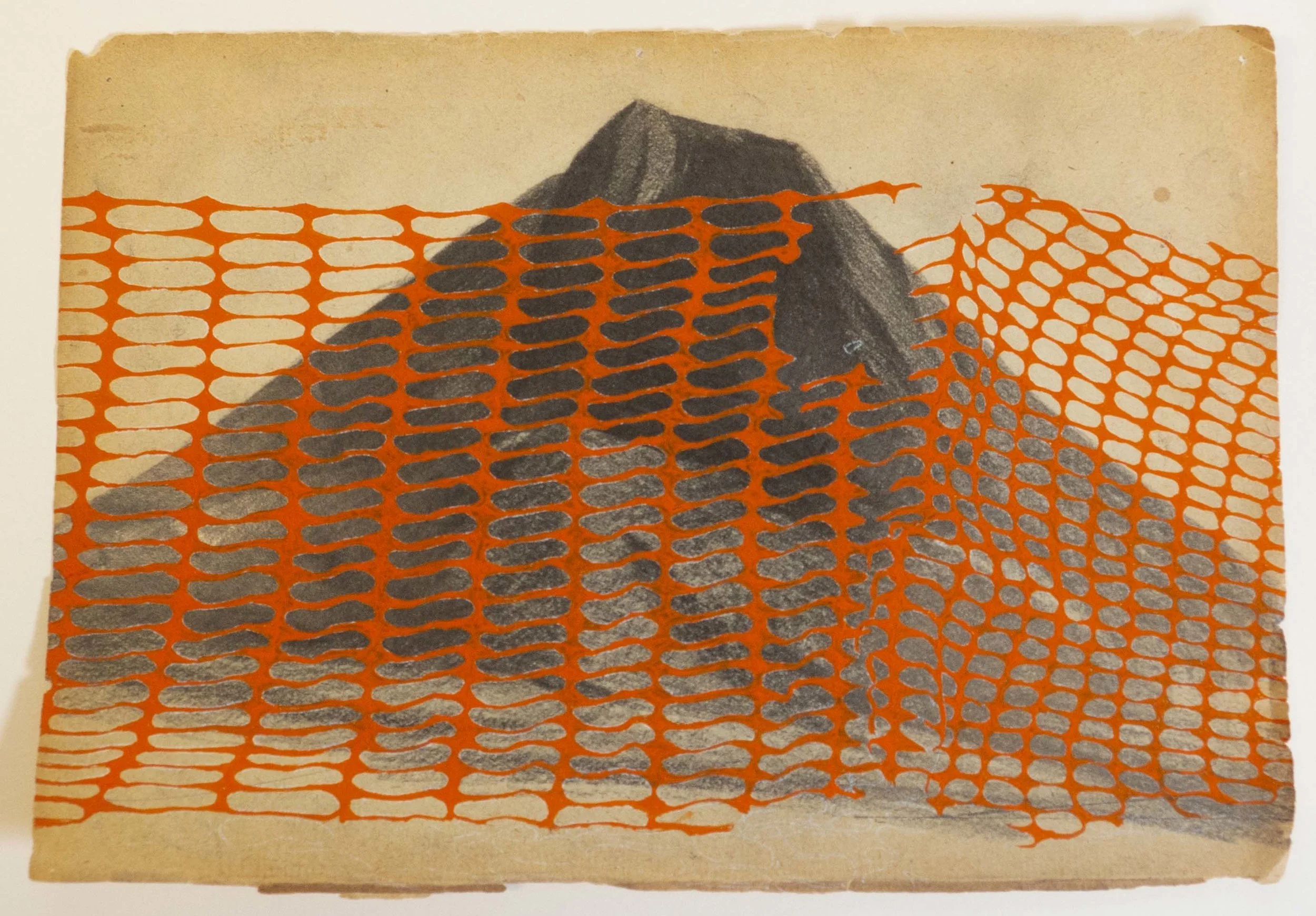   Untitled.  Graphite and acrylic gouache on found paper. 6 x 8 1/2 inches.  2018. 