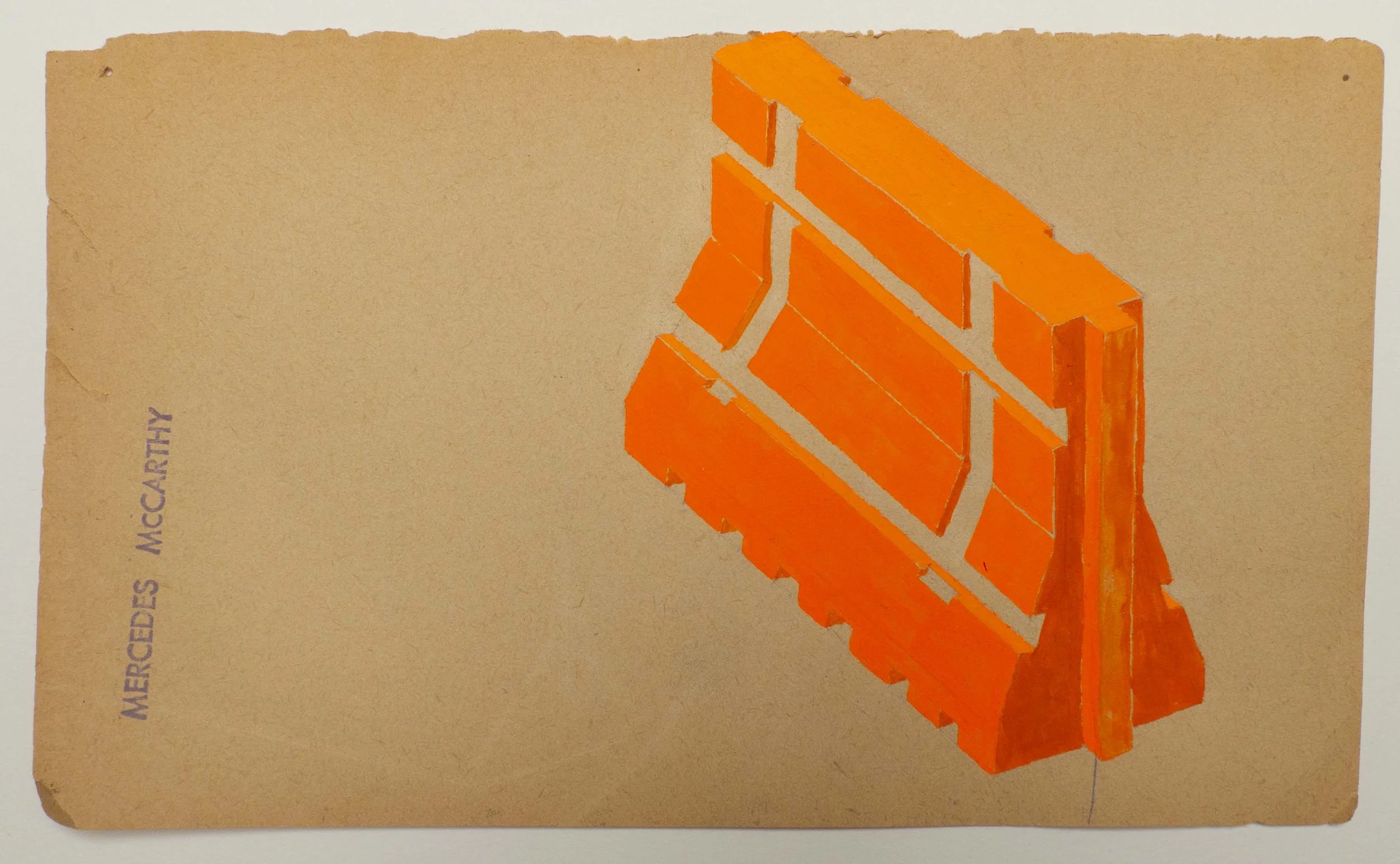   Plastic Divider.  Acrylic gouache on found paper. 4 x 7 inches. 2018 