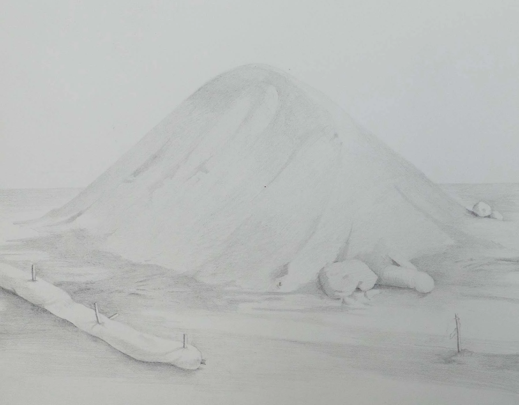   Mountain with Erosion Sock.  Pencil on paper. 5 3/4 x 7 1/4 inches. 2017 