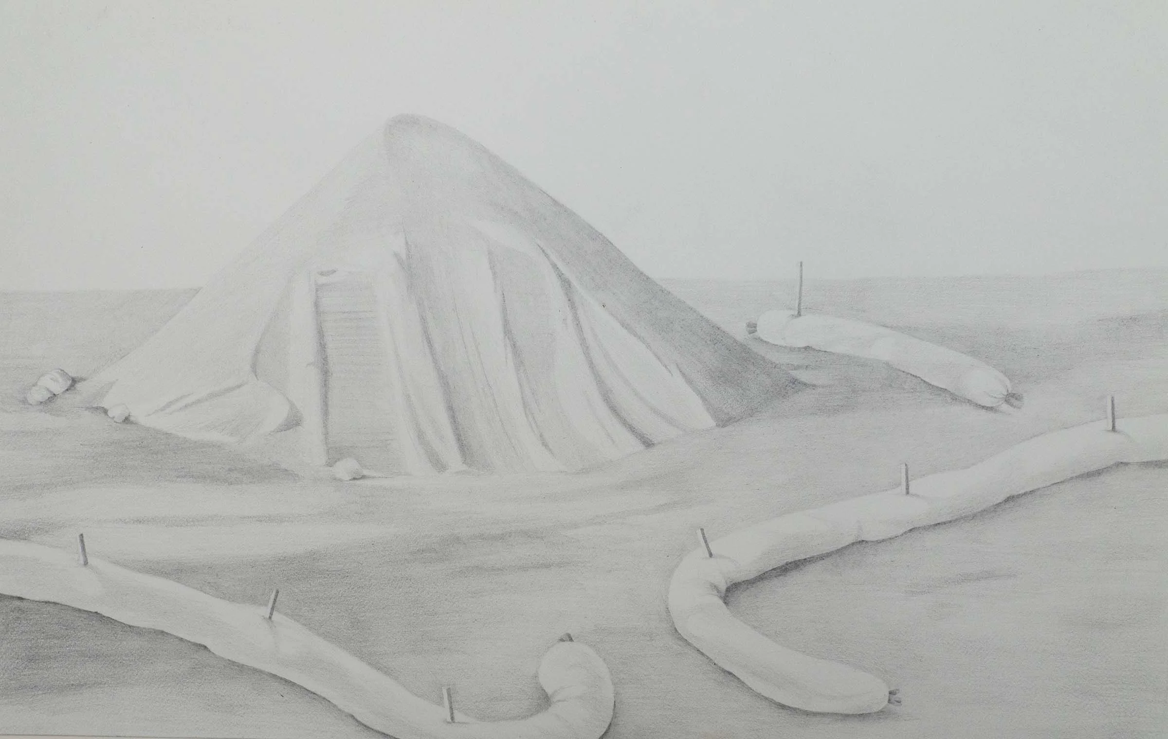   Mountain with Erosion Socks.  Pencil on paper. 7 1/4 x 11 1/2 inches. 2018 