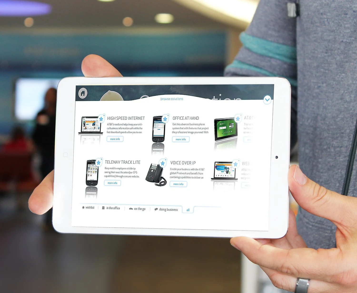 A curated tray of B2B services or products dynamically revealed based on the persona selected by the customer 