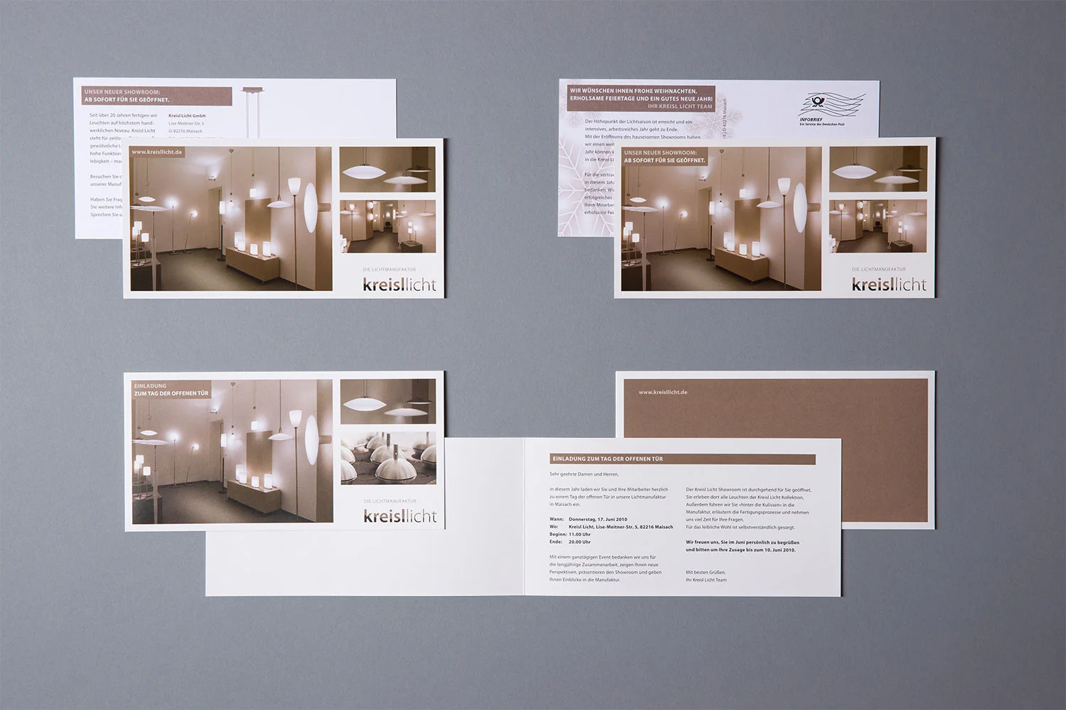 Postkarten, Einladung Showroom in der Manufaktur