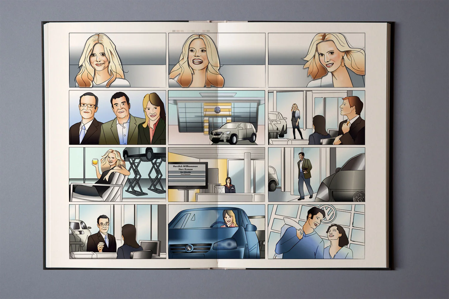 Storyboard für Schulungsfilm, Verkaufsprozesse, VW