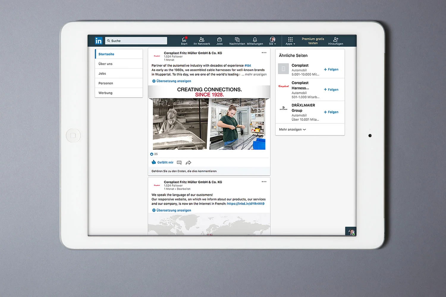 Coroplast, Social Media, linked-in