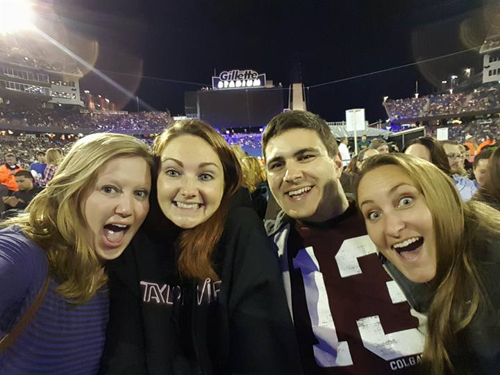 Yes I know I'm wearing a Taylor Swift hoodie, and as the security guard checking my ticket so helpfully stated "Taylor Swift isn't here tonight." But if you follow my logic, the last time I was at Gillette was for a Taylor Swift concert, and the last time Ed Sheeran was at Gillette, he was opening for Taylor Swift! Therefore, appropriate hoodie.