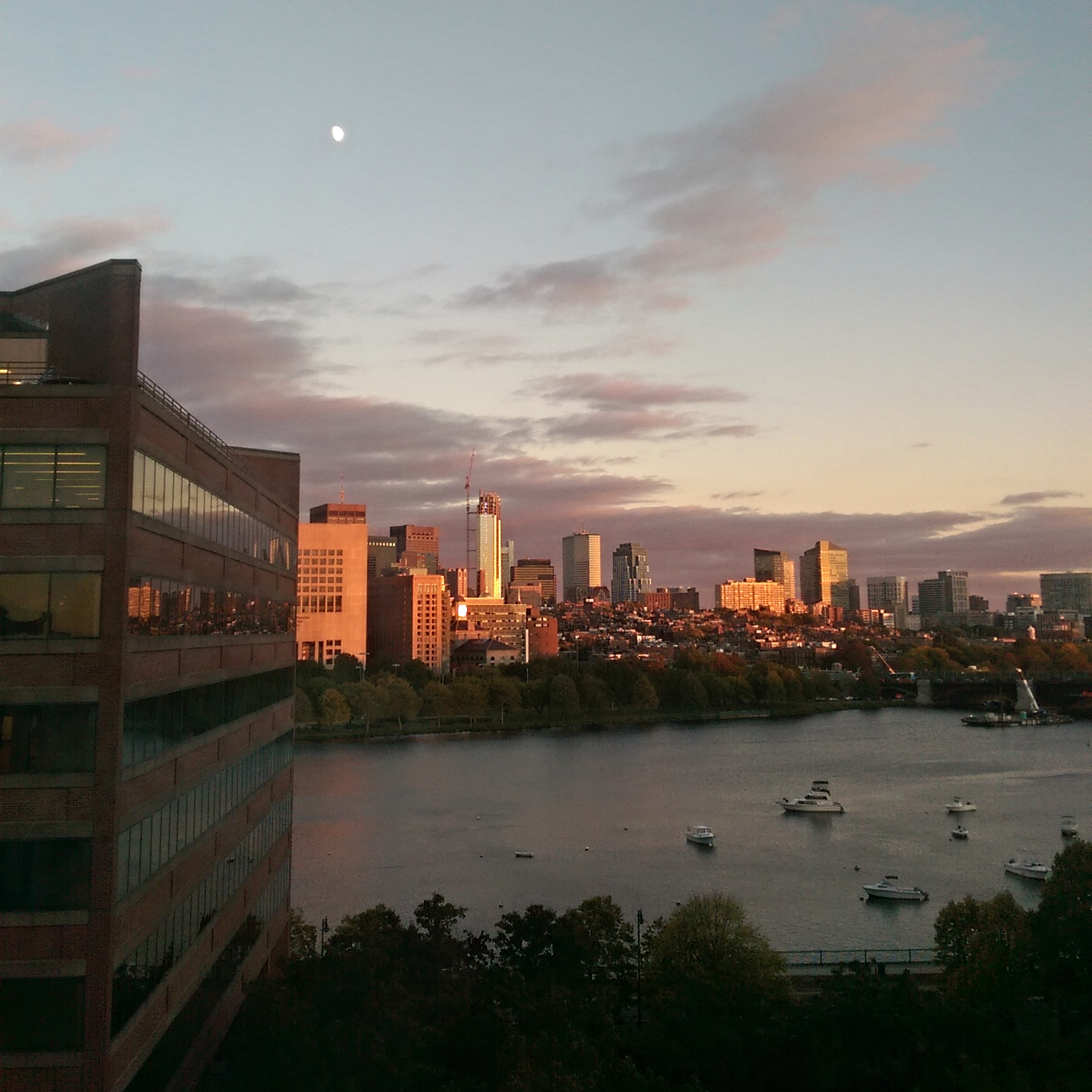 Added Bonus #2: Sunsets have been super awesome lately. The moon was also out today which was super cool.