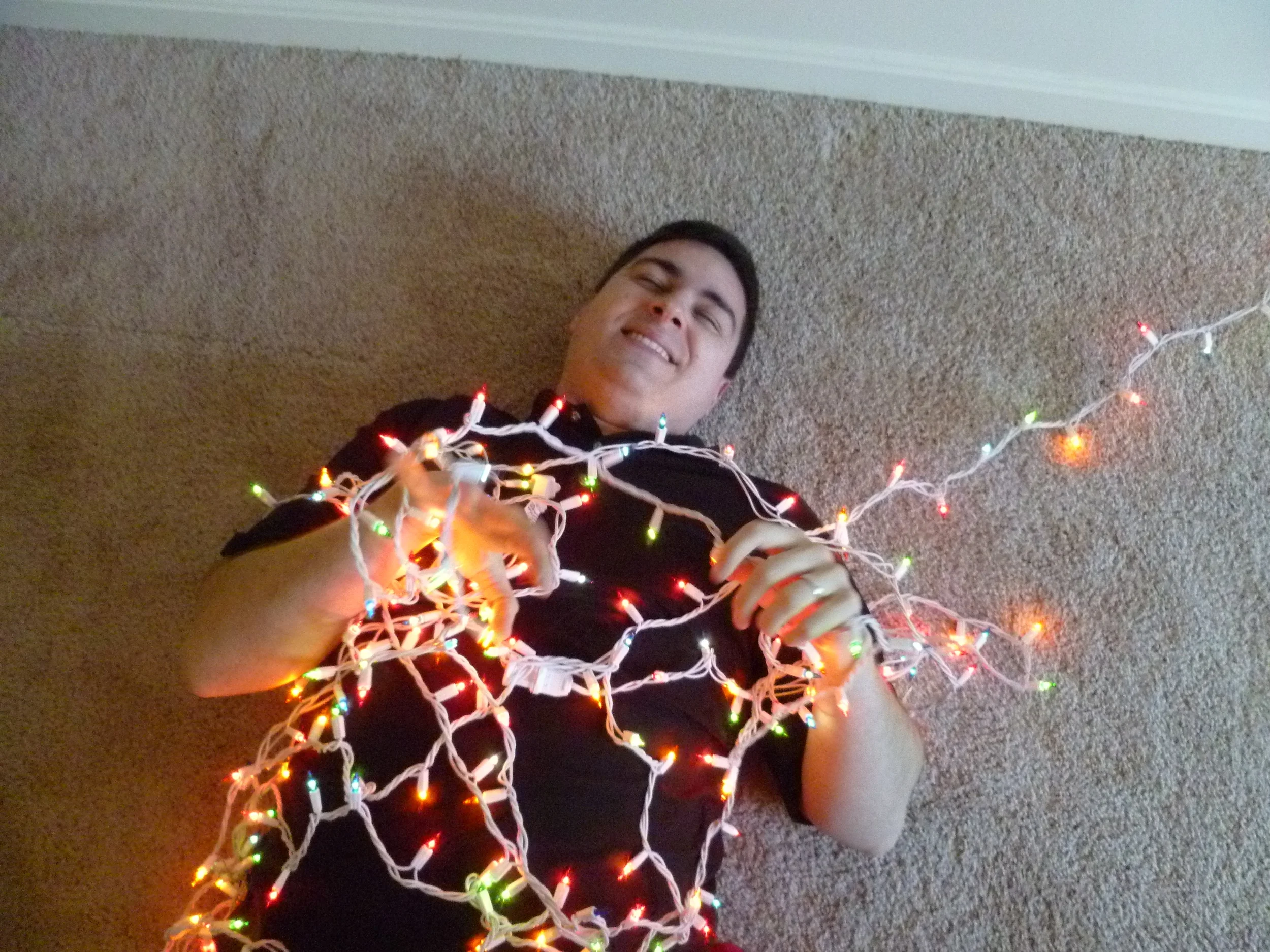 Tom wasn't quite ready to give up the lying on the ground idea. He was having too much fun!