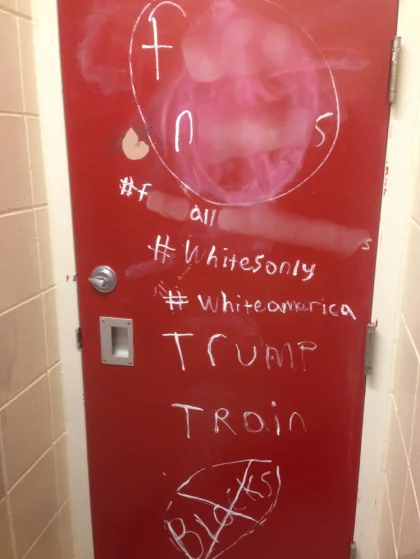 Bathroom graffiti in Maple Grove, Minnesota