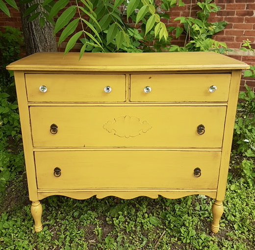 Antique Mustard Dresser Paint Distress