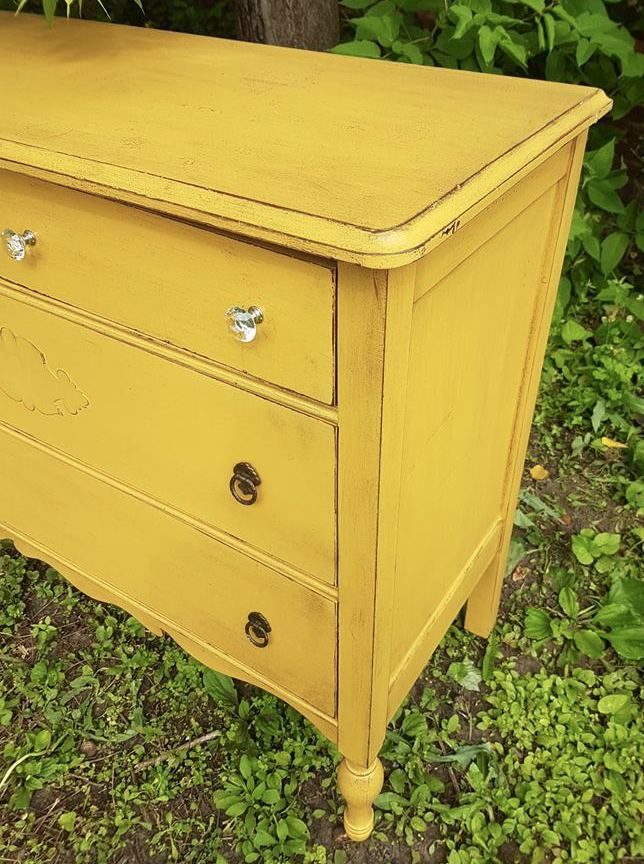 Antique Mustard Dresser Paint Distress