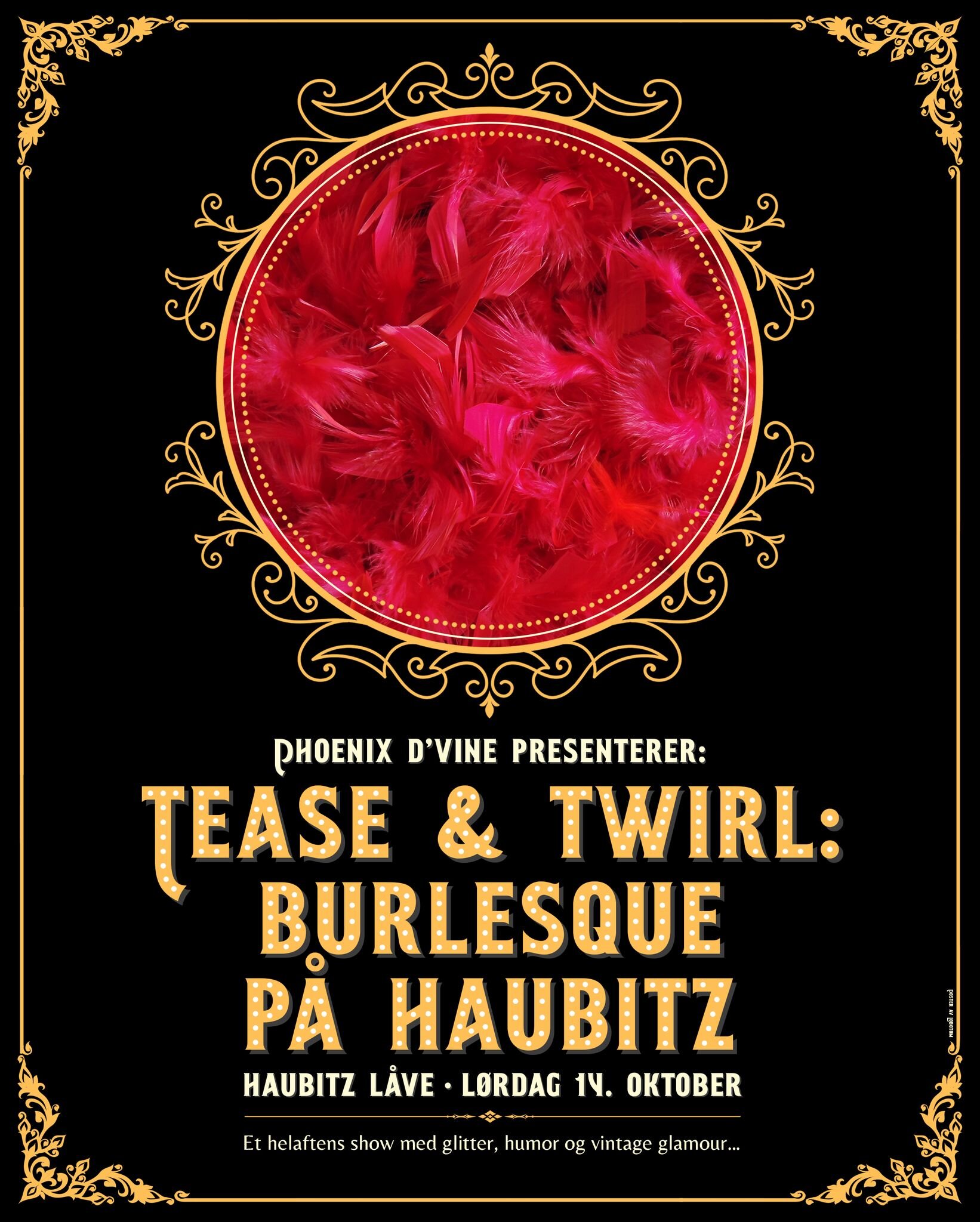 Poster for @krsburlesque's h&oslash;stshow p&aring; @haubitzhall. Billetter slippes fredag 16. juni: bli med, dette blir g&oslash;y&hellip;! ✨💃🏻
Takk til @phoenixdvine, @knordhus og @kjetilgrande... 🌺
#krsburlesque #burlesque #haubitzhall #poster 