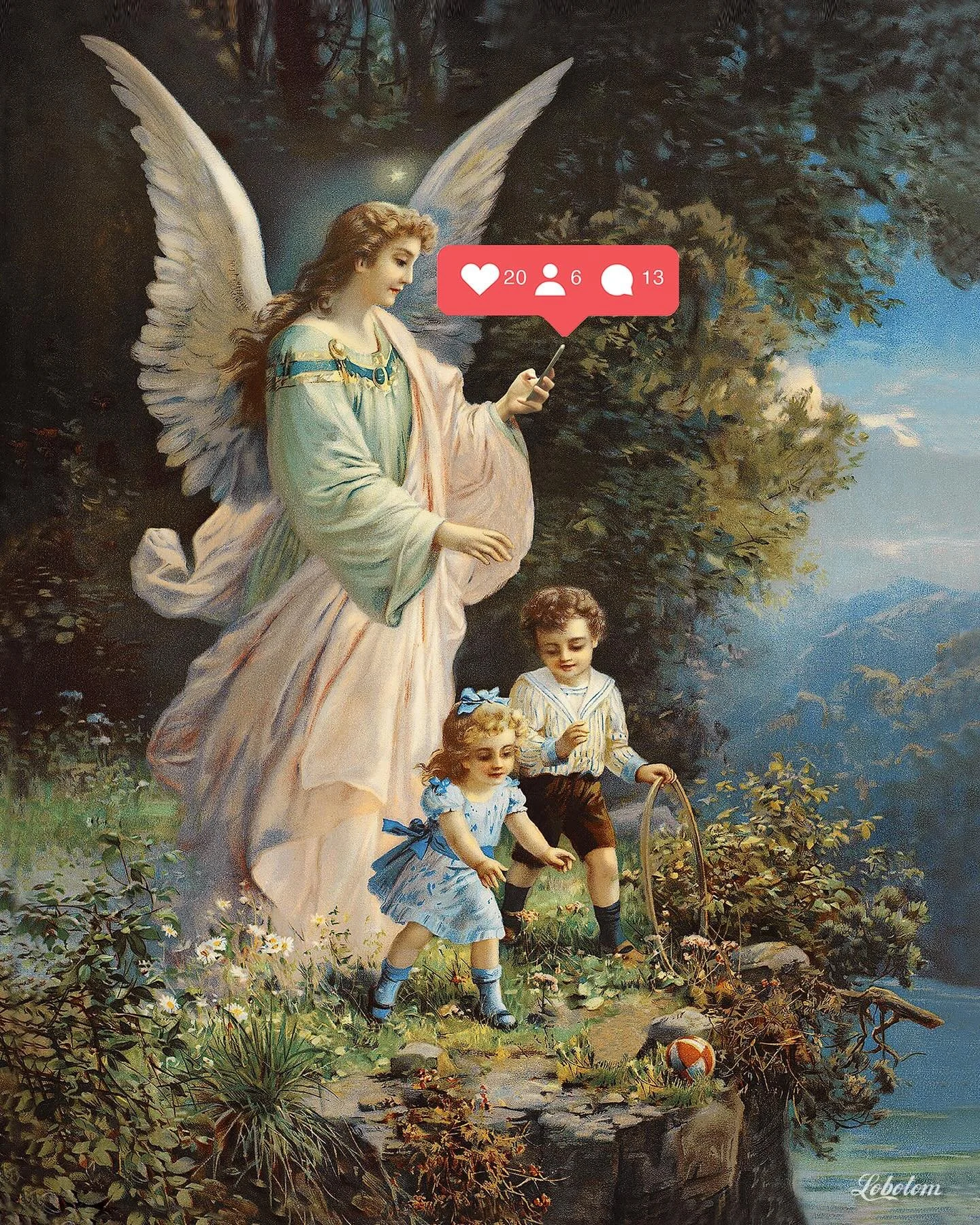 11.10.24 &lsquo;Falne Englr&rsquo;
Fidusbilde - retusjert, innrammet A5 digital print, utstilt og til salgs p&aring; fine @foajeen_kafe_og_galleri...
*SOLGT 
#guardianangel #angels #retro #nostalgia #instagram #socialmedia #likes #followers
