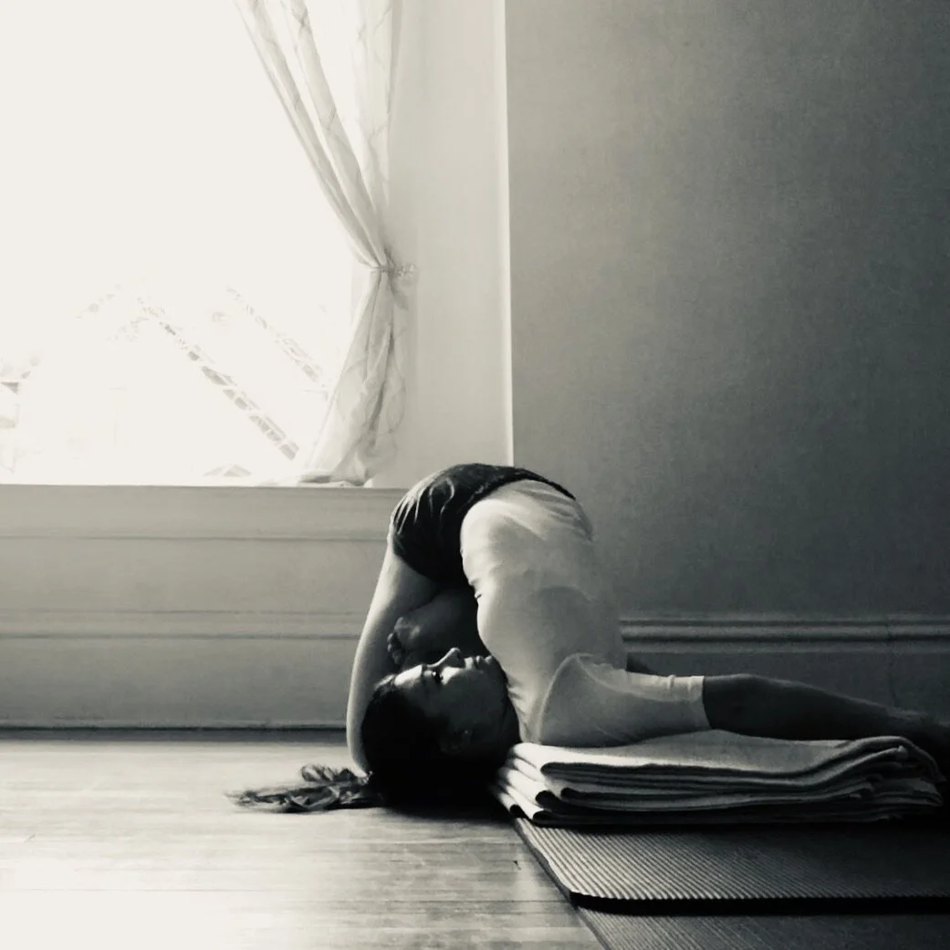 Parsva Pindasana in Sarvangasana - Side Embryo in Whole Body Pose"