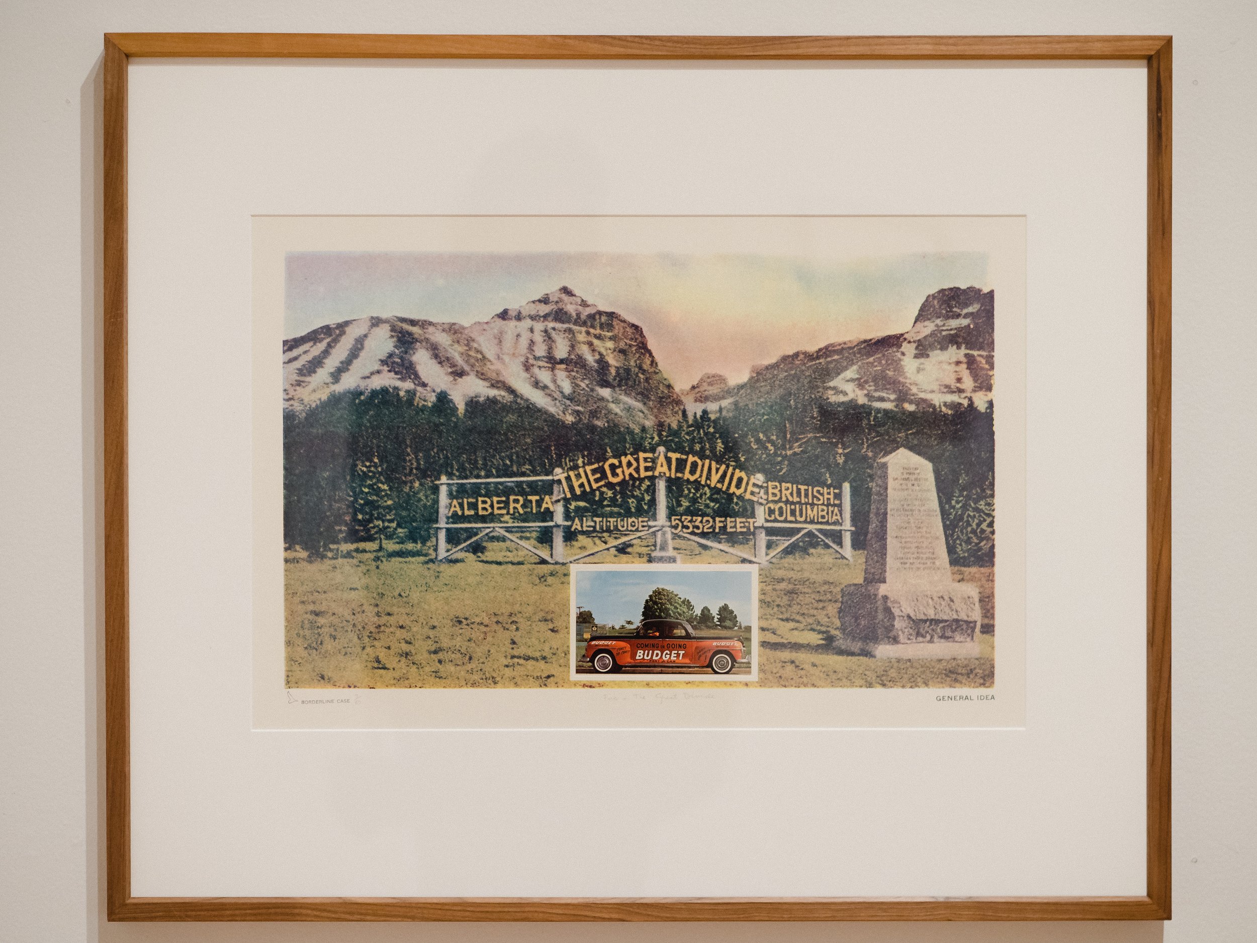 General Idea, Borderline Case: Five – The Great Divide, 1972, screenprint on paper with postcard applique, 3/80, Purchase, Chancellor Richardson Memorial Fund, 2003. Photo: Tim Forbes