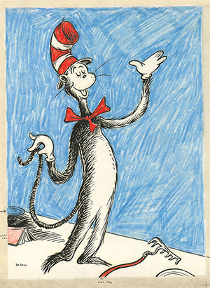 The Cat that Changed the World , a fine art print re-produced from one of Seuss's preliminary drawings for  The Cat in the Hat .