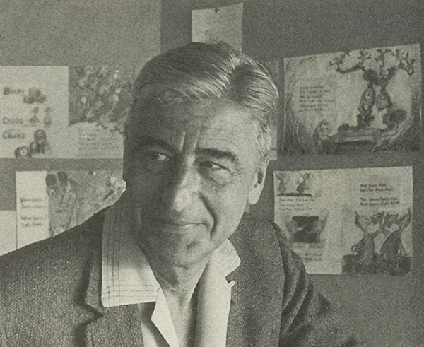                                                     Theodor Seuss Geisel in his story with storyboards for&nb…
