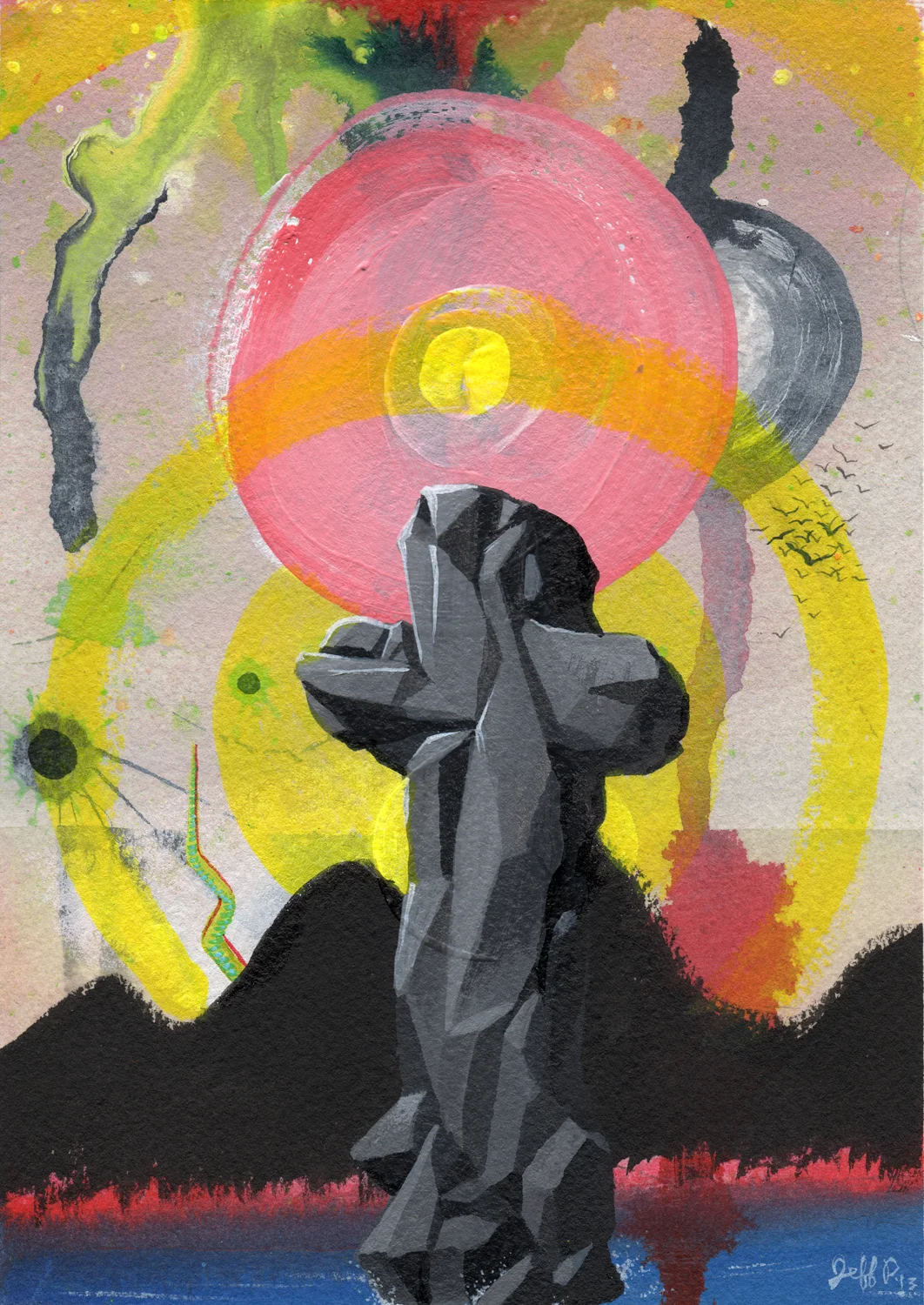 Acrylic, Acrylic Ink on Paper 7 x 5 inches 2013