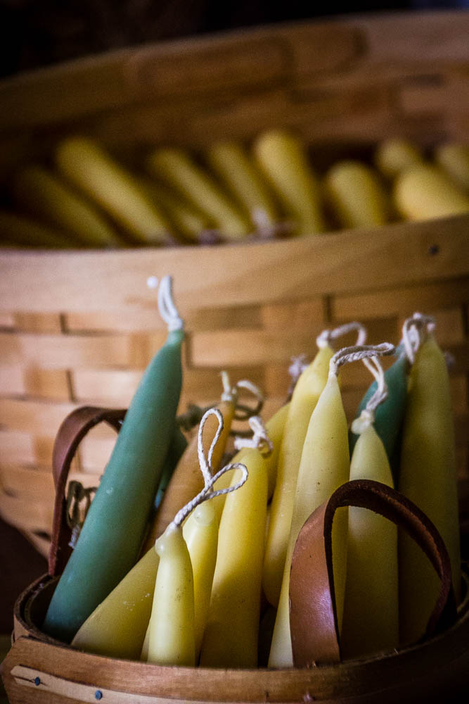 Candles made on site.