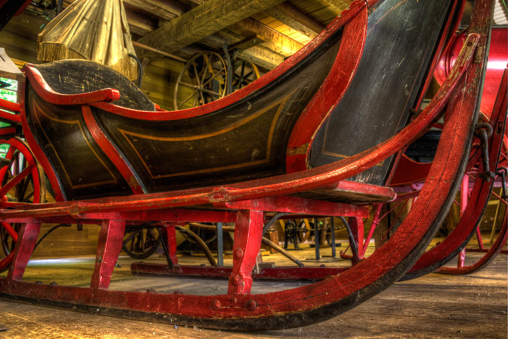 A sleigh from the vehicle barn. 3 shot HDR, camera placed on the floor.