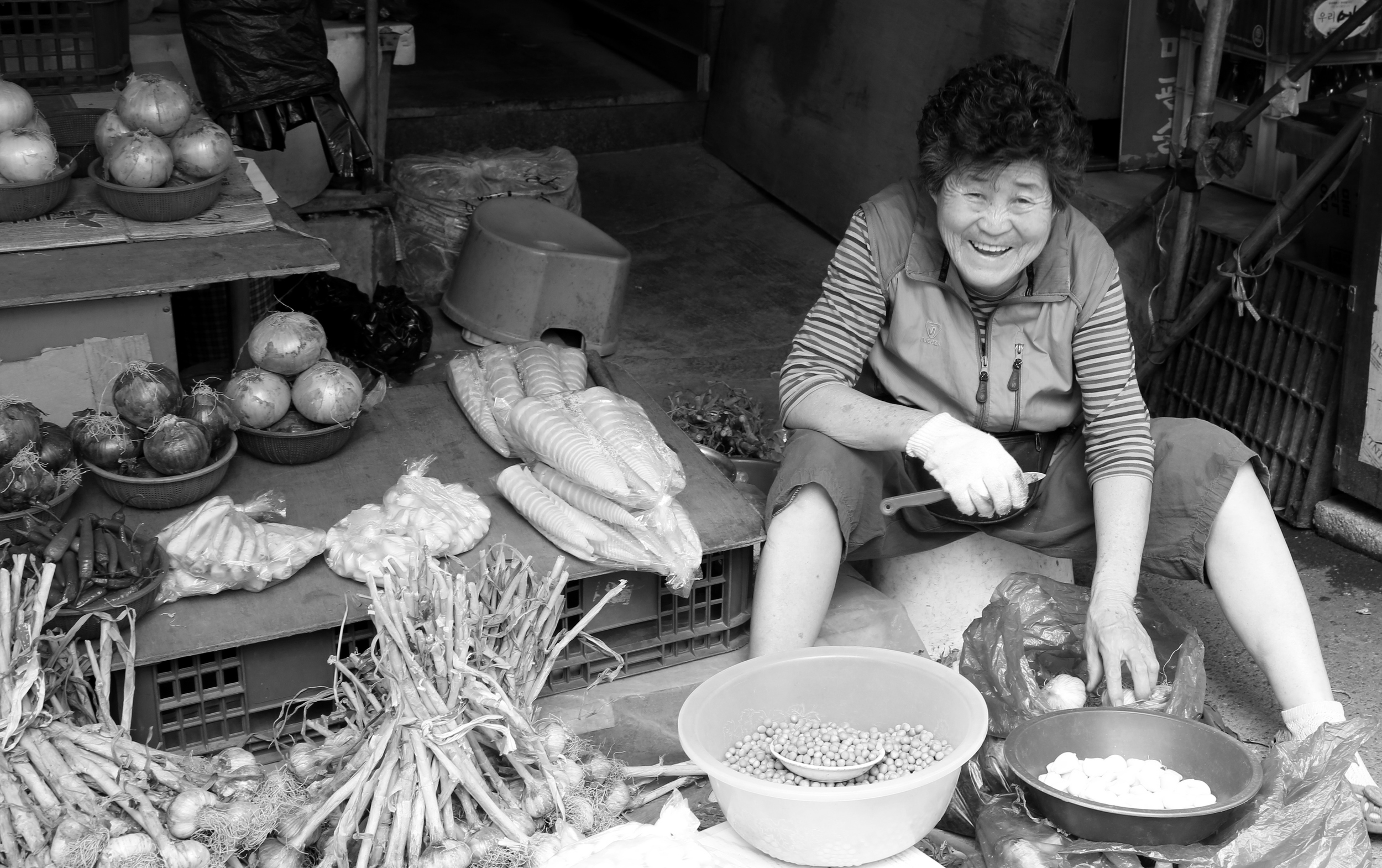 Korean woman preparing food