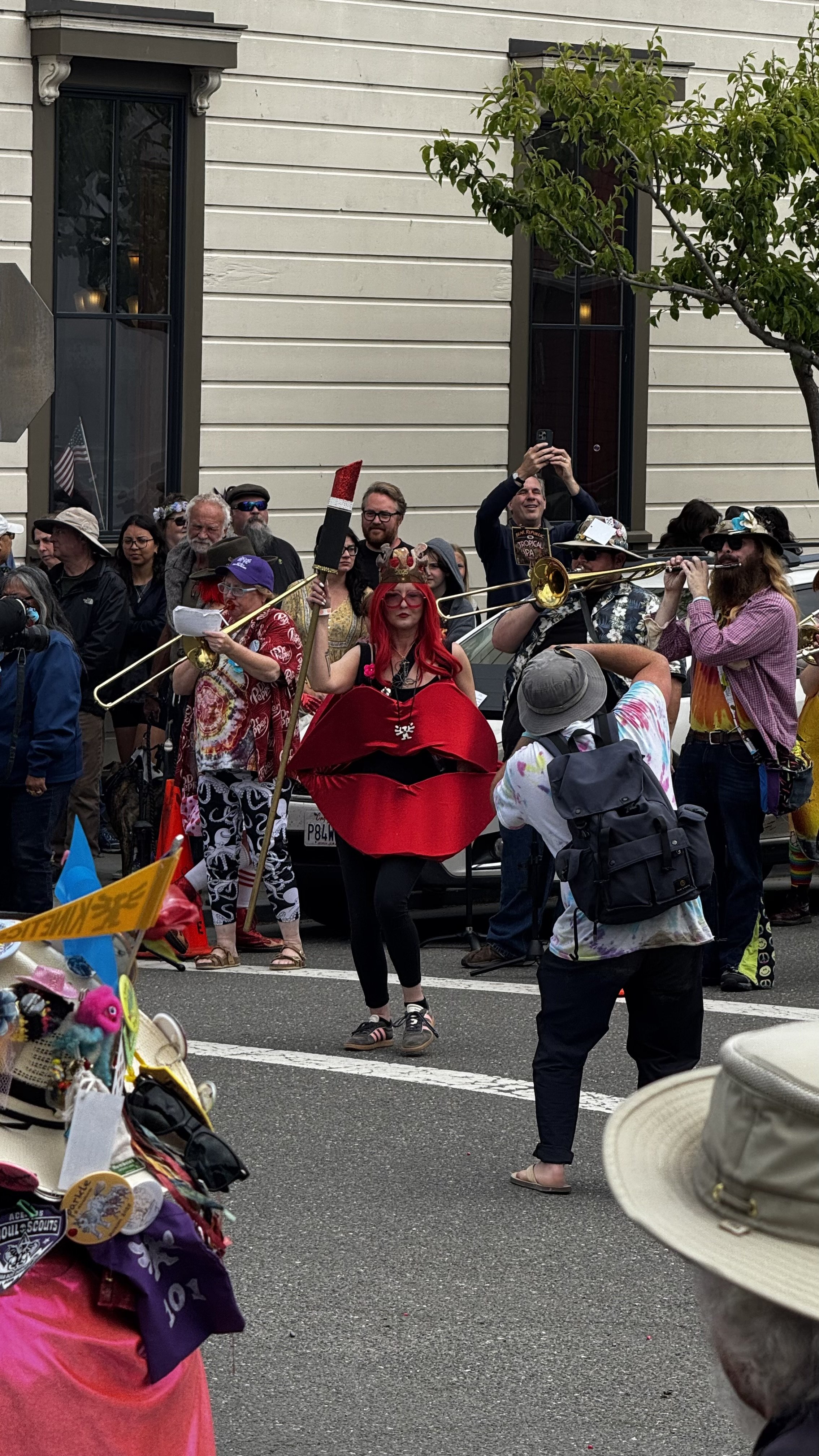 Rutabaga Queen Lucy Lips dancing with the Royal Kinetic Madness Band in Ferndale (Amy Berkowitz)