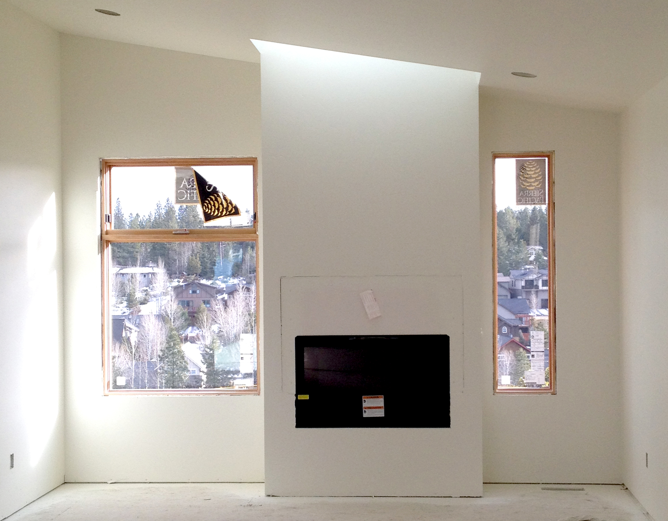Fireplace bump-out w/ skylight above