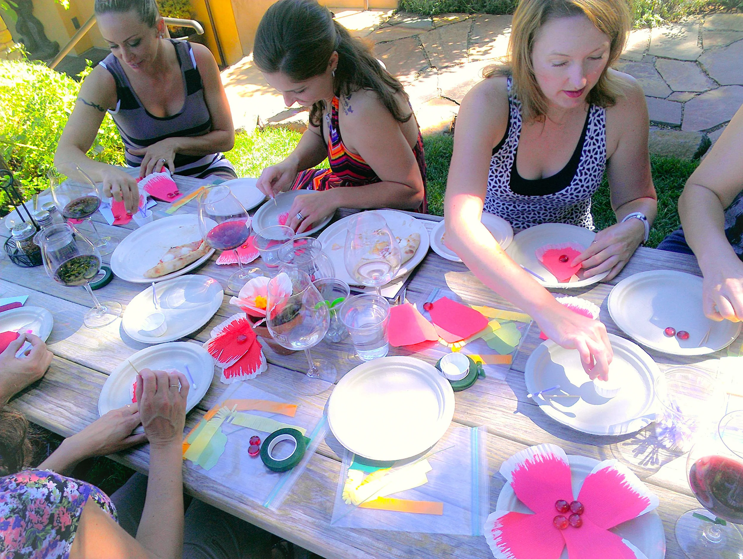 Working on flowers.