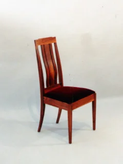 handmade hardwood cherry side chair with upholstered seat and lumbar support