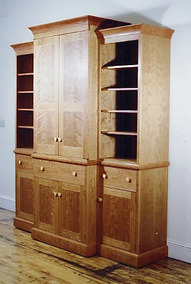 handmade hardwood cherry media cabinet with CD drawers and TV storage