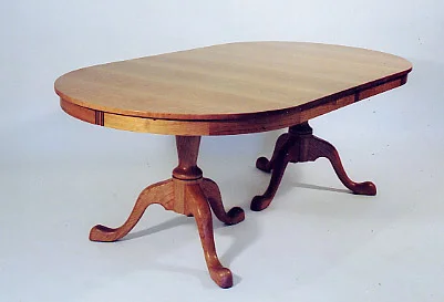 handmade hardwood cherry traditional double snake foot pedestal table