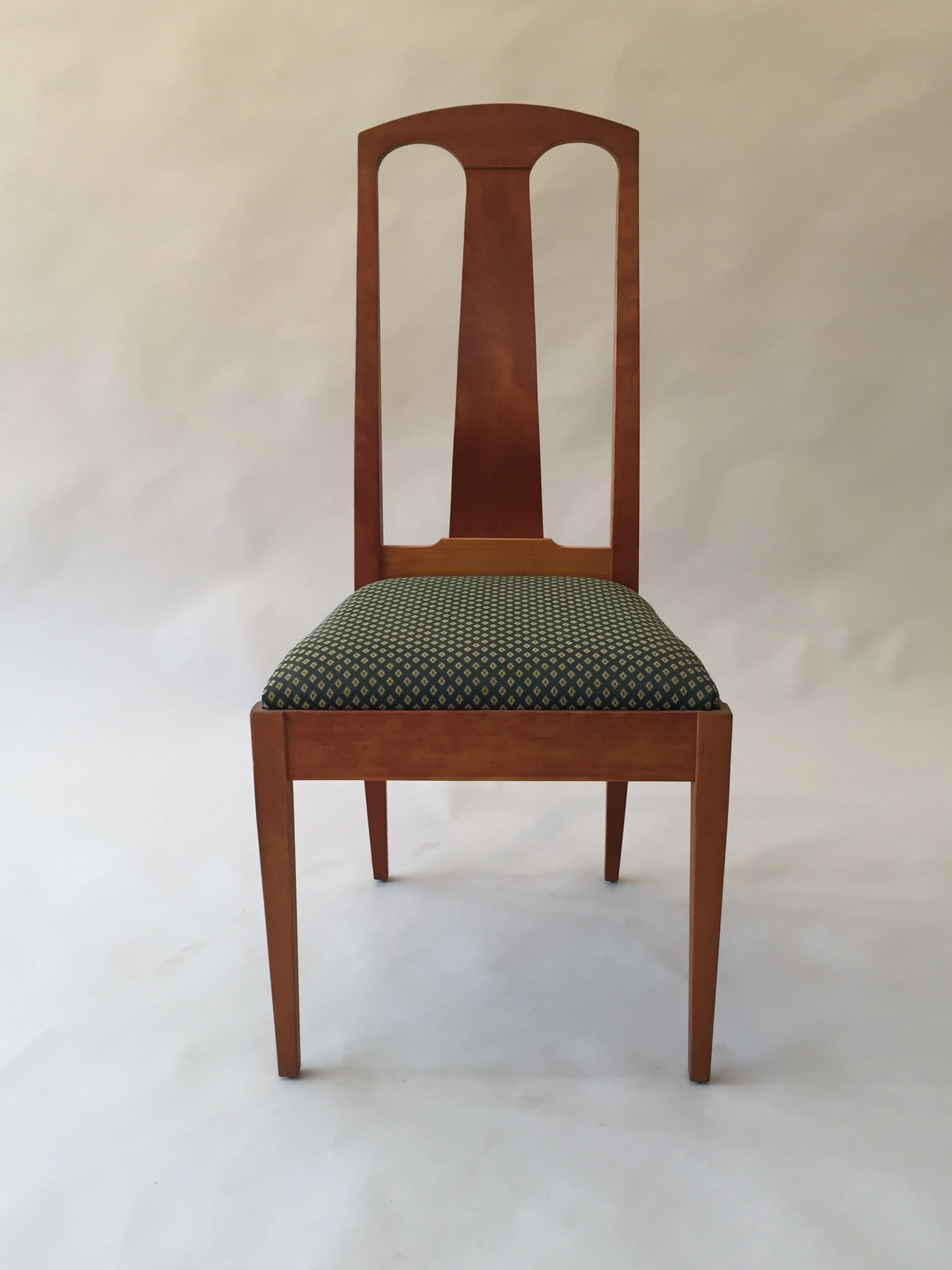 classic handmade hardwood cherry side chair with upholstered seat