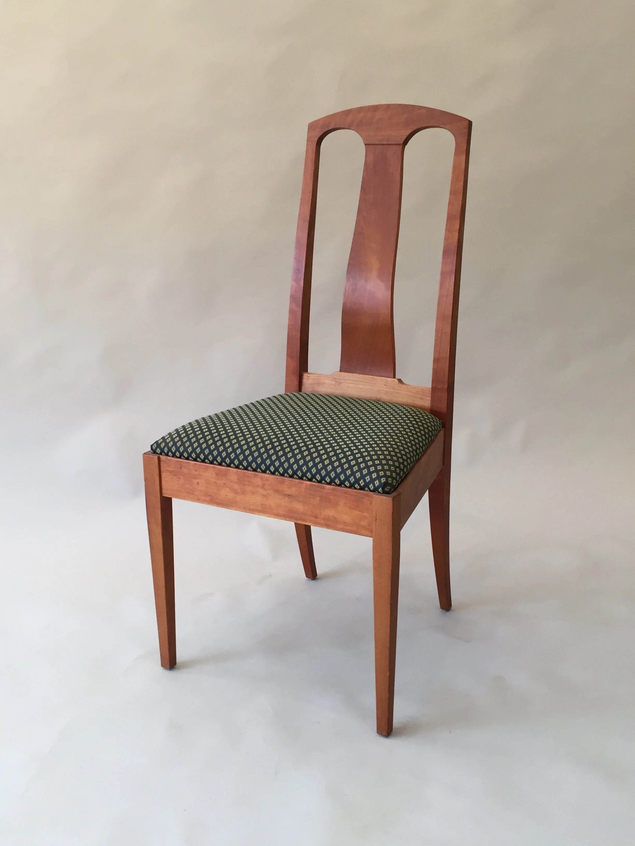 classic handmade hardwood side chair with upholstered seat