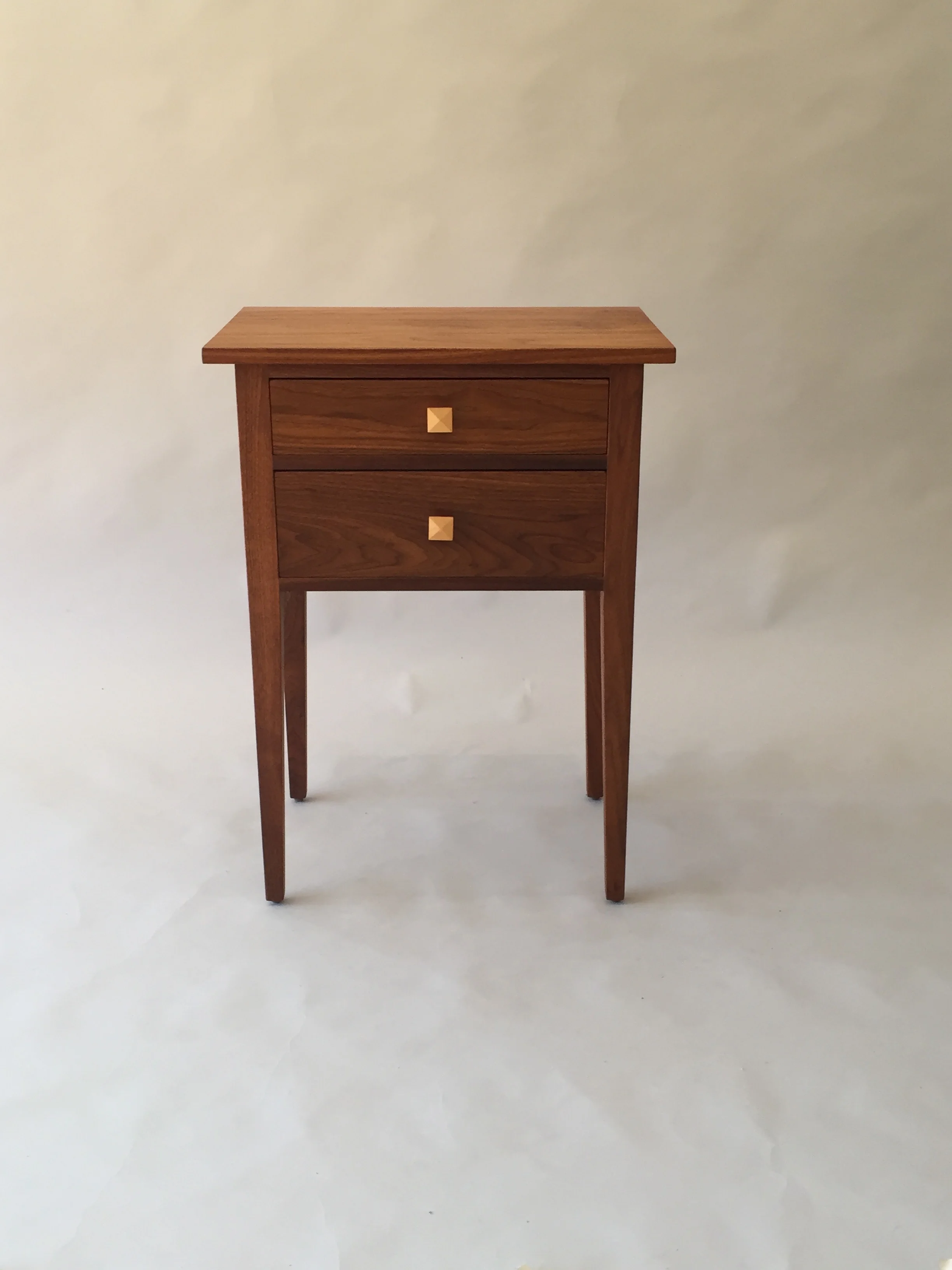 handmade hardwood walnut Shaker side table with two drawers