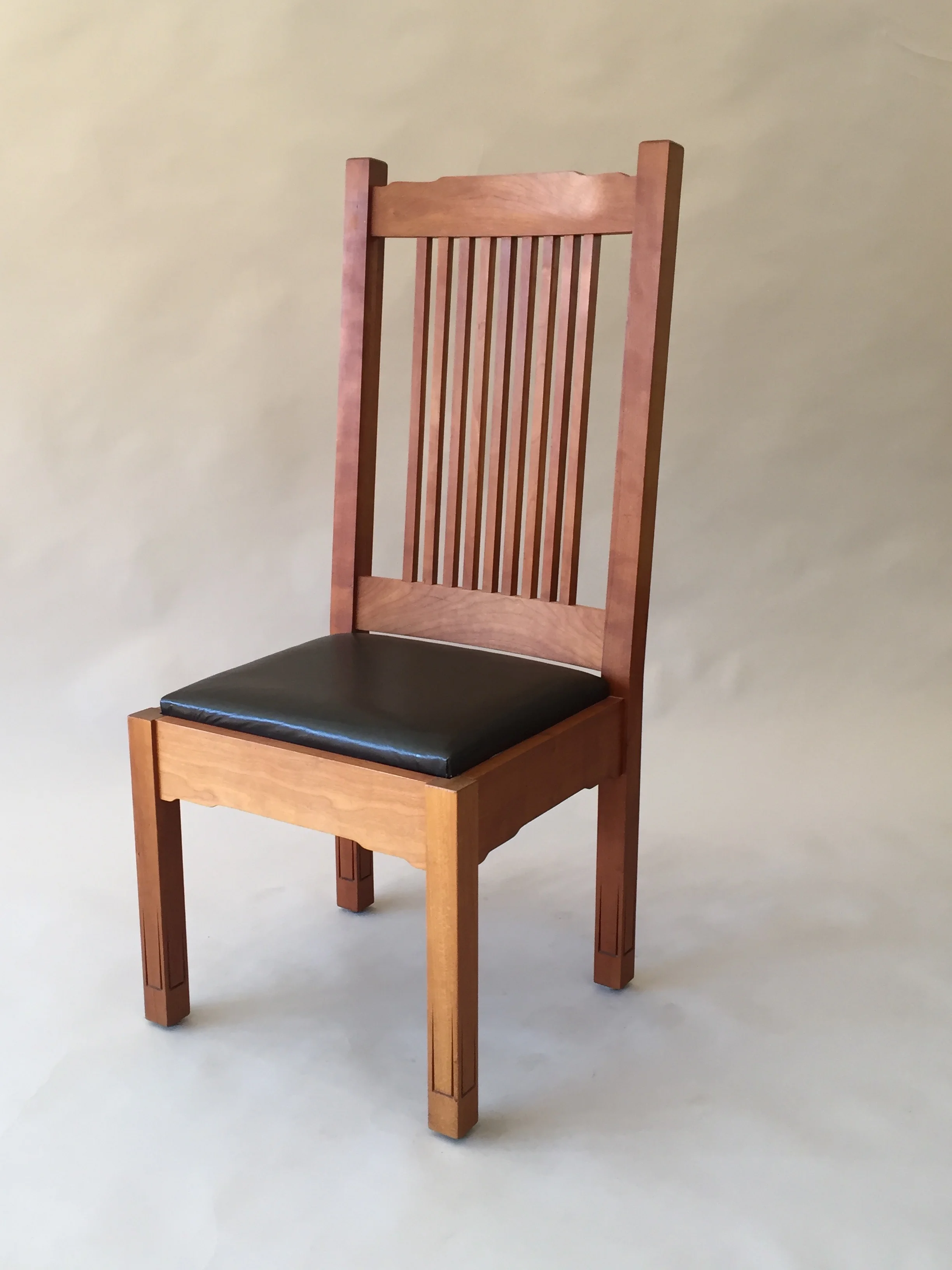 handmade hardwood cherry chair with upholstered seat
