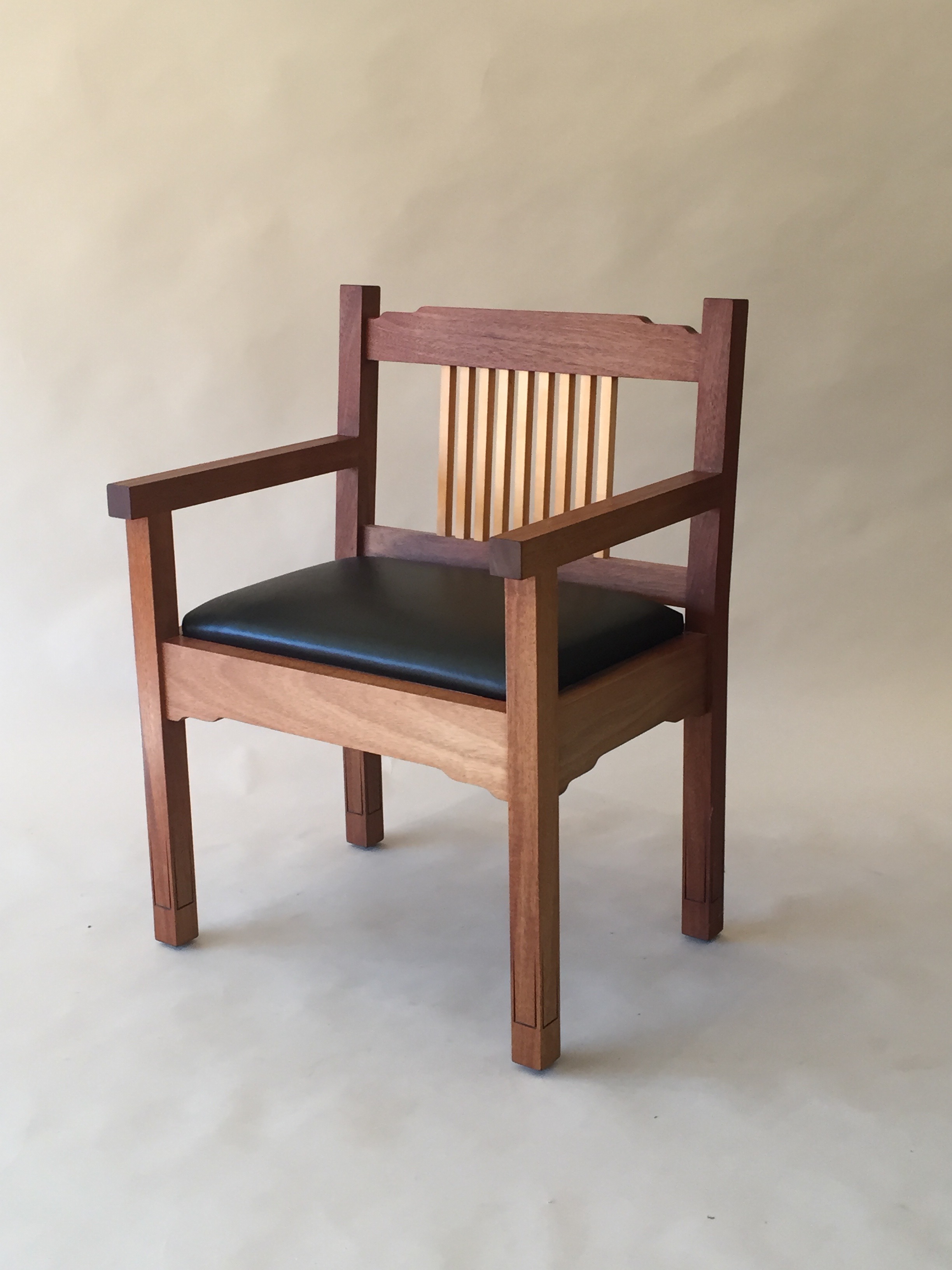 handmade hardwood cherry wide chair with upholstered seat