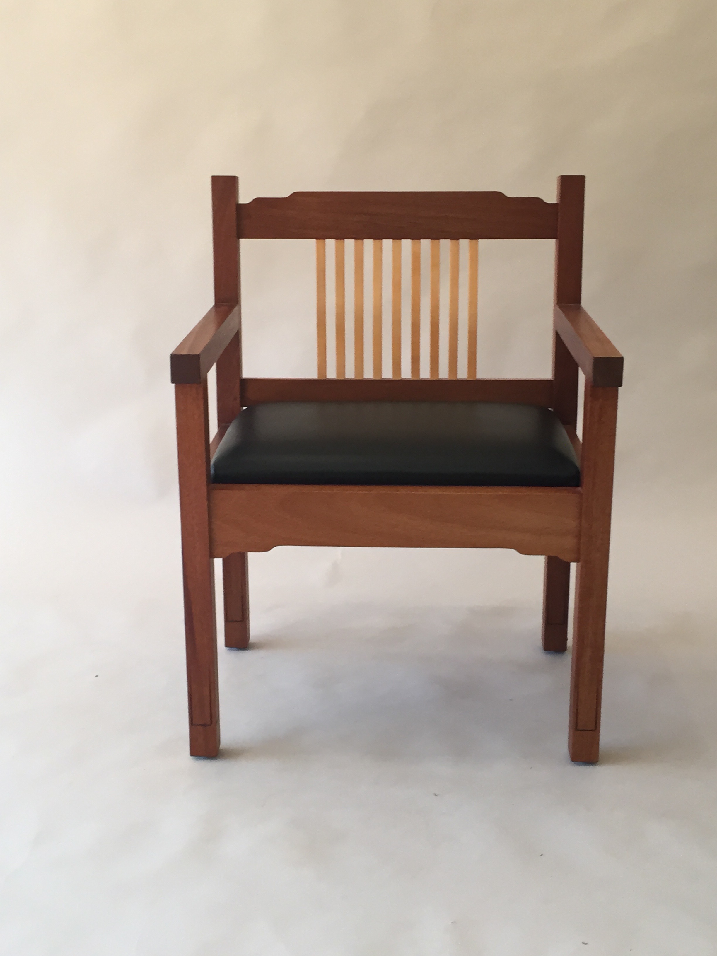 handmade hardwood cherry wide chair with upholstered seat
