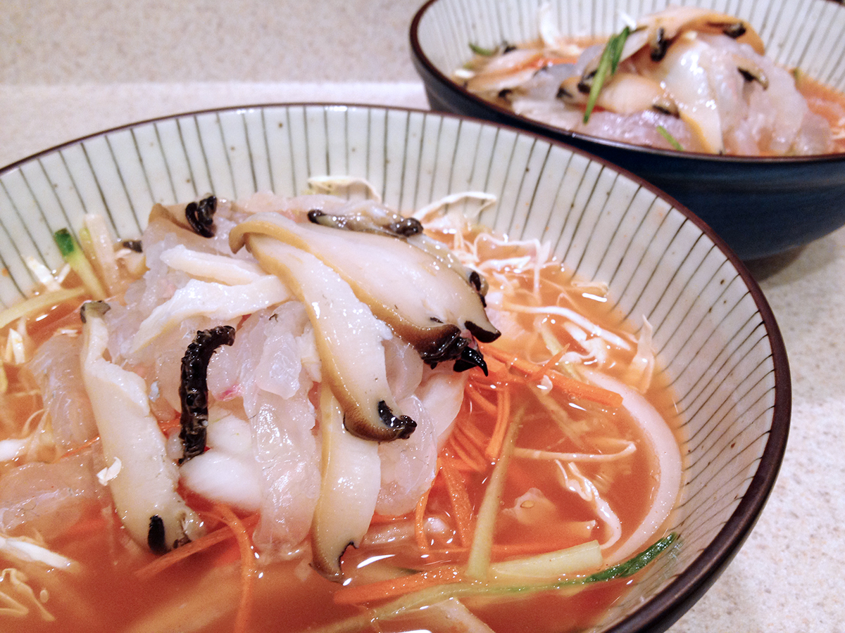 cold sashimi soupt-square in the kitchen