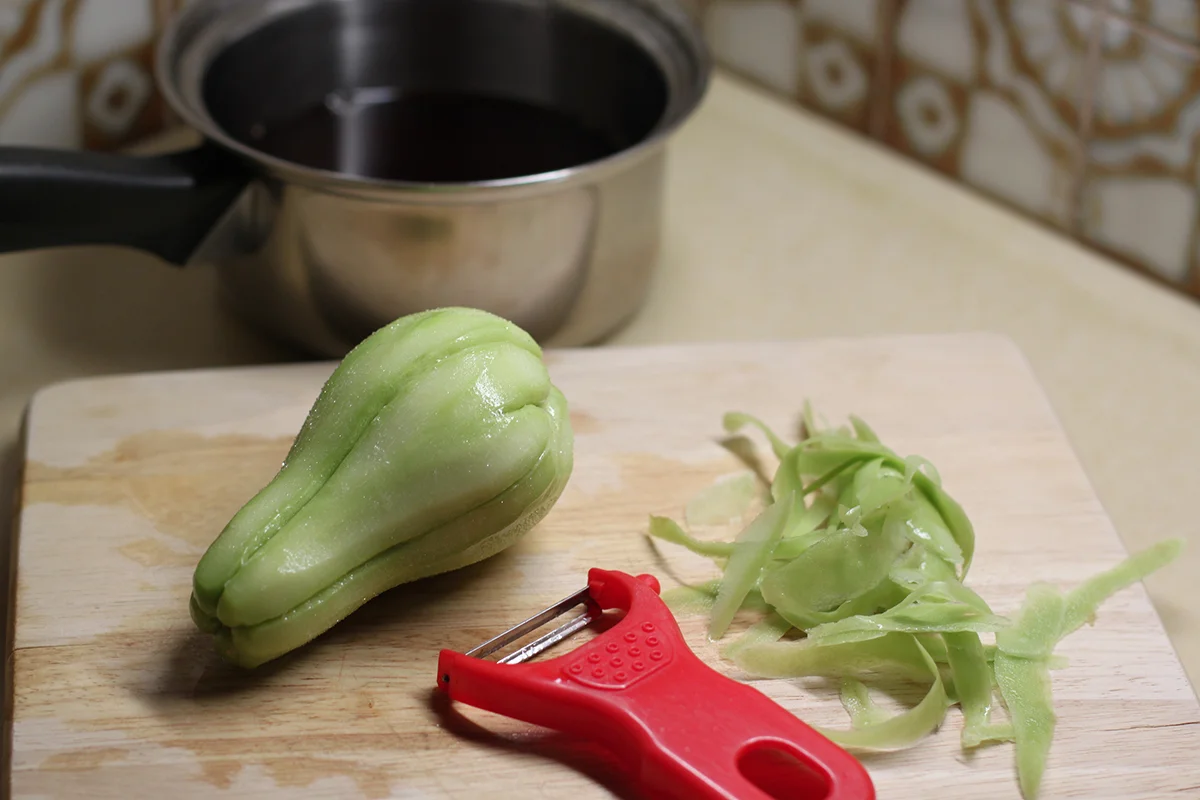 soy pickled chayotetsquare in the kitchen