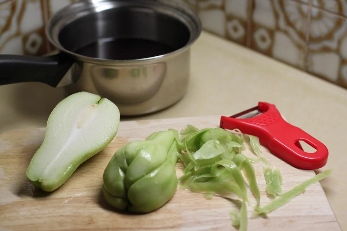 soy pickled chayotetsquare in the kitchen