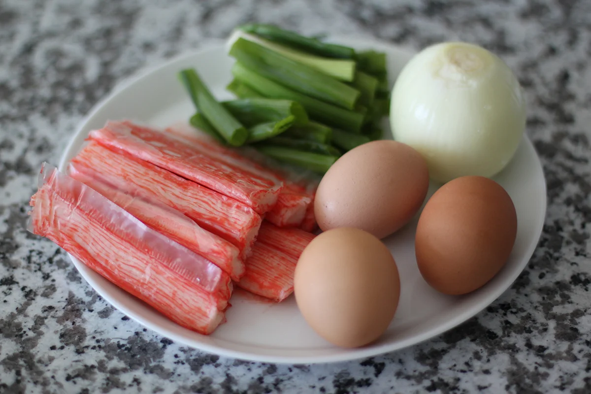 crab stick egg pancakestsquare in the kitchen