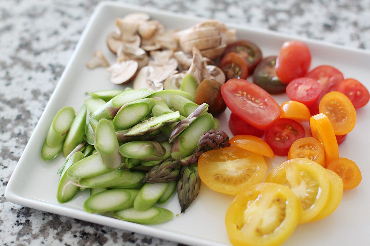 vegetable quichet-square in the kitchen