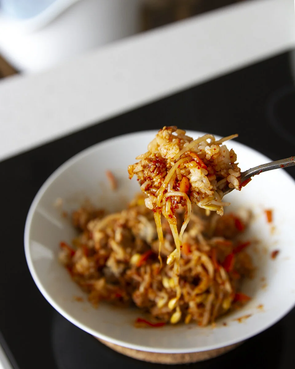 korean bean sprout ricet-square in the kitchen