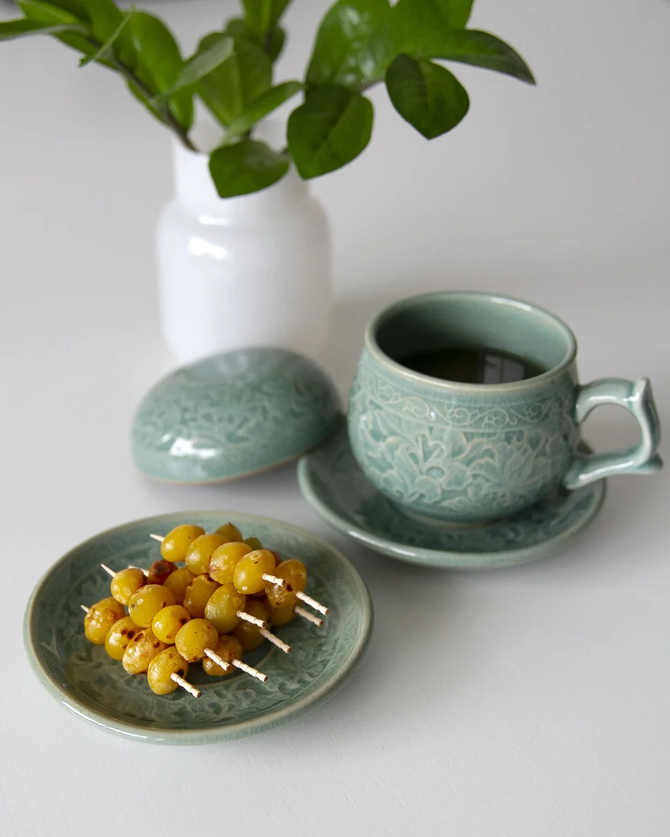 pan roasted ginko nuts & korean scorched rice teat-square in the kitchen