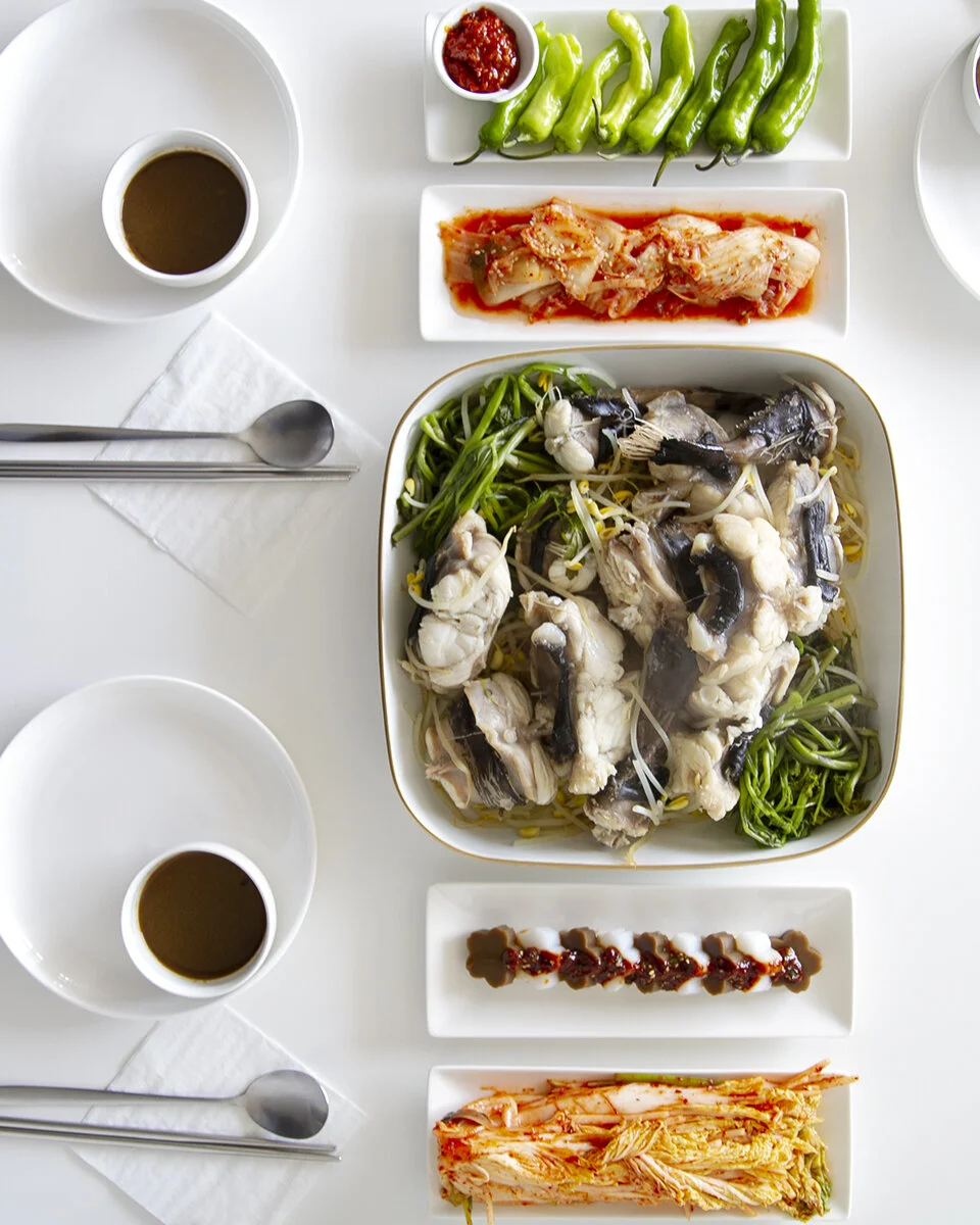 korean steamed monkfisht-square in the kitchen